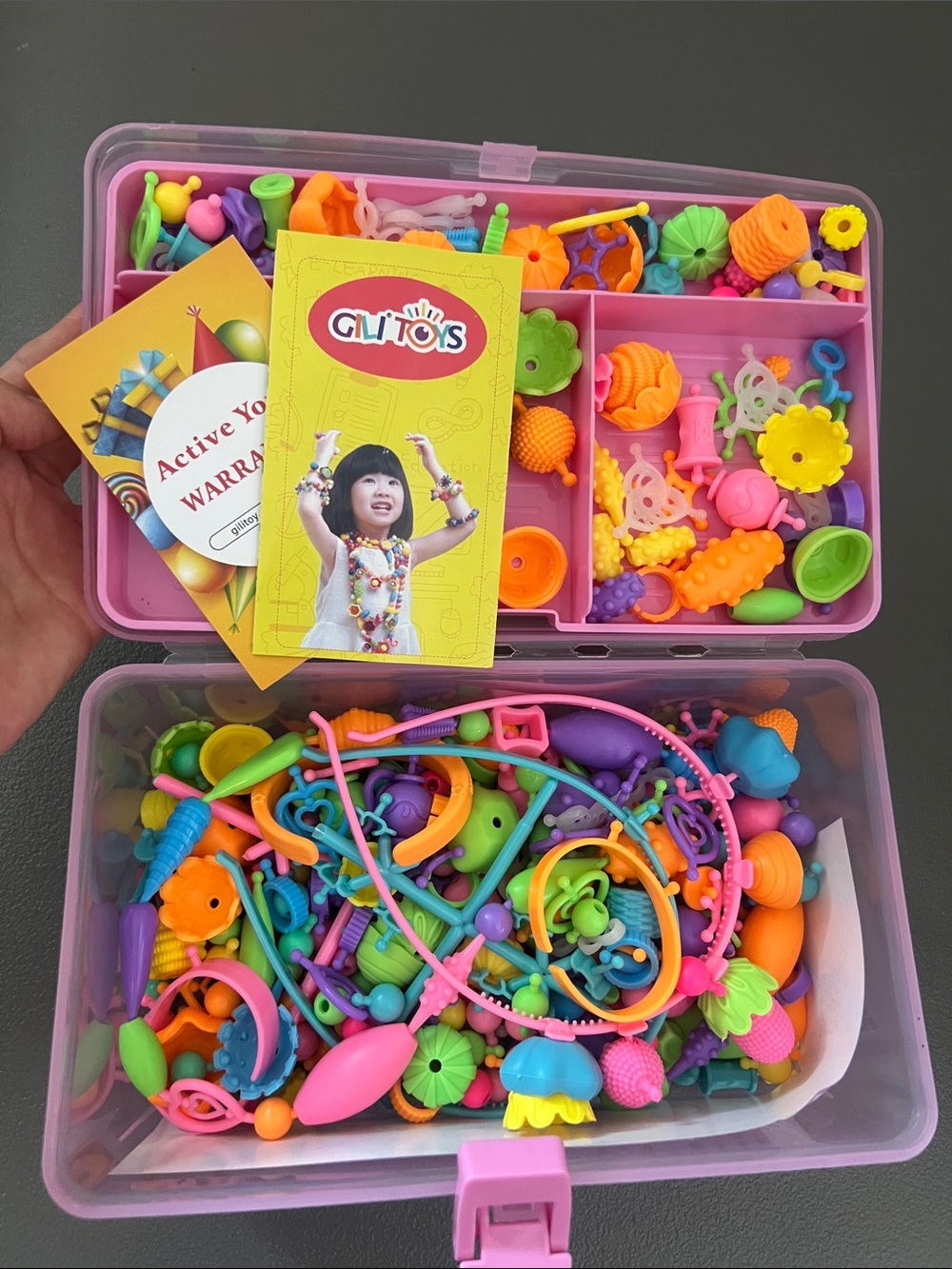 NWT Kids Bead Jewelry Craft Kit - Pink Storage Case